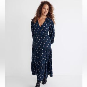 Madewell Midi Dress in Brittanica Floral, Deep Indigo